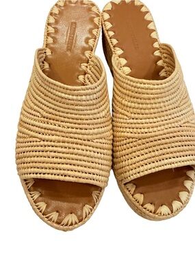 Carrie Forbes Karim Women’s Woven Raffia Wedge Sandals Sz US 7 EU 37 NIB
